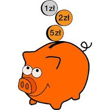 Grafika: pomarańczowa uśmiechnięta świnka skarbonka, do której wpadają monety: pomarańczowa o nominale 5 zł, pomarańczowa o nominale 2 zł, siwa o nominale 1 zł.