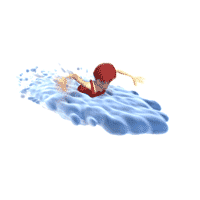 Ruchomy Gif: fala wody, w której pływa chłopiec