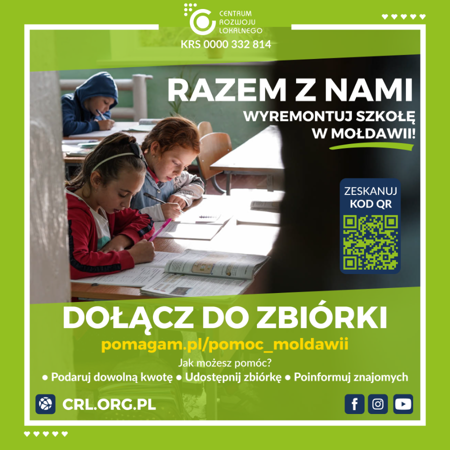 Grafika: Informacja o zbiórce środków na remont szkoły w Ivancei.