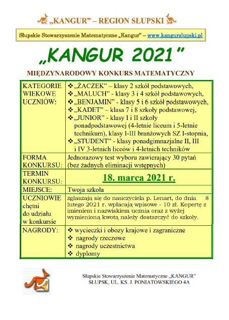 Grafika: Konkurs matematyczny Kangur 2021