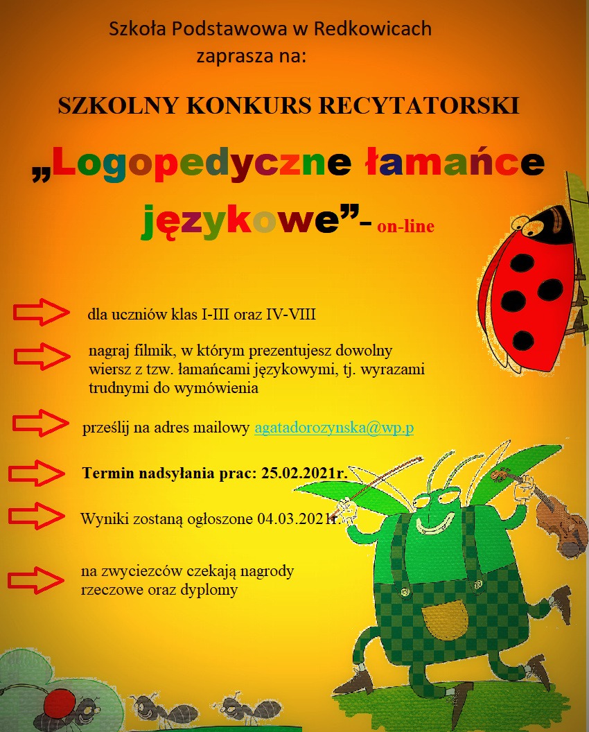 Grafika: SZKOLNY KONKURS RECYTATORSKI - Logopedyczne łamańce językowe