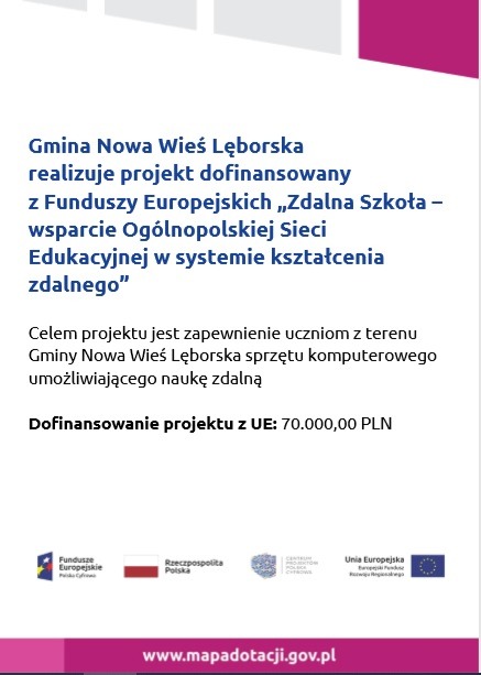 Grafika: Informacje o projekcie - Zdalna Szkoła – wsparcie Ogólnopolskiej Sieci Edukacyjnej w systemie kształcenia zdalnego