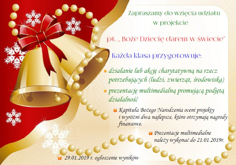 Grafika: Projekt bożonarodzeniowy pt. Boże Dziecię darem w świecie"