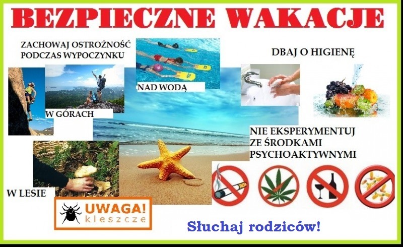 Grafika: Bądź bezpieczny na WAKACJACH!