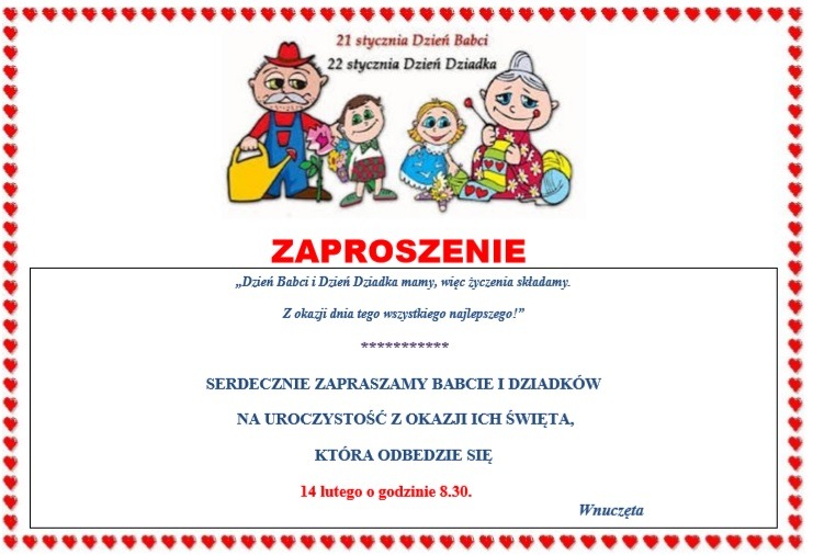 Grafika: Zaproszenie na Dzień Babci i Dziadka