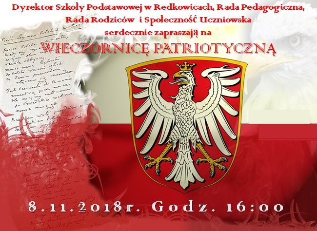 Grafika: Zaproszenie na Wieczornicę Patriotyczną