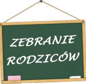 Grafika: Tablica szkolna z napisem zebranie rodziców