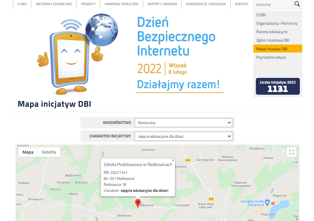 Plakat o udziale w akcji Bezpieczny Internet.