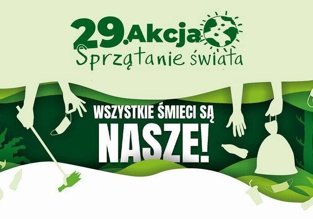 Plakat przedstawia informacje na temat akcji sprzątania ziemi.