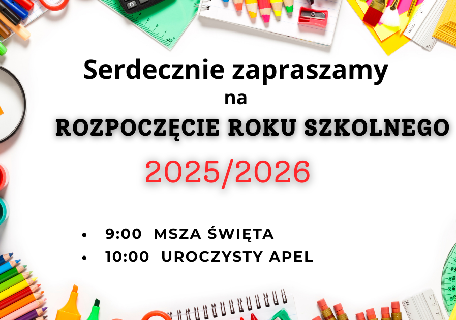 Plakat informujący o rozpoczęciu roku szkolnego grafika